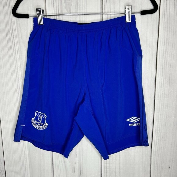 Everton FC Umbro Football Sz S Blue Training Soccer Shorts Lined Embroidered - Picture 1 of 6